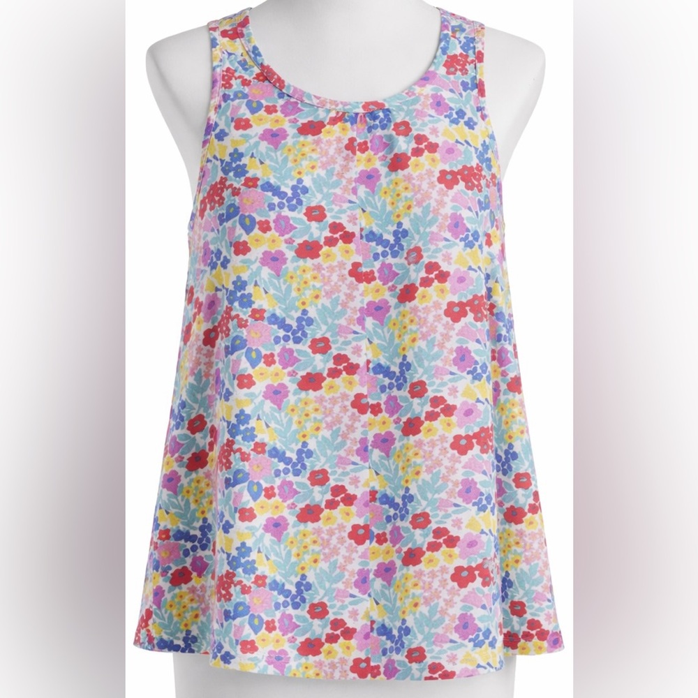 Free Assembly Girls Sleeveless Floral Tank Top M 7-8 Multicolor Cotton Key Hole